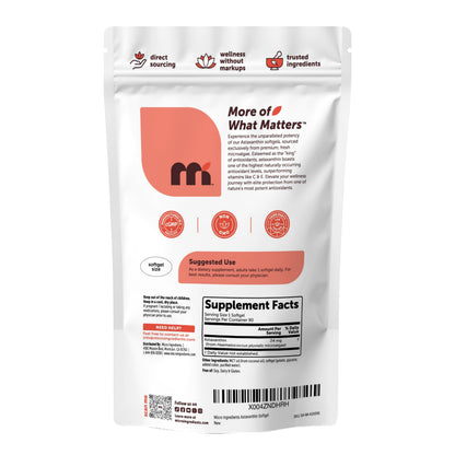 Micro Ingredients Astaxanthin 24mg with MCT Oil, 60 Softgels, 2 Month Supply | Max Strength Astaxanthin Antioxidant Supplements | Fresh Microalgae Source | Non-GMO, Gluten Free, No Soy