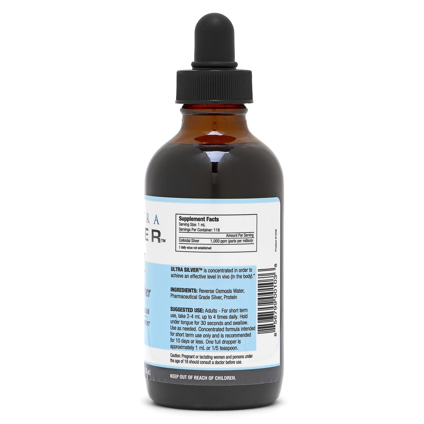 Ultra Silver® Colloidal Silver | 1,000 PPM, 4 Oz (118mL) | Mineral Supplement | True Colloidal Silver - with Dropper