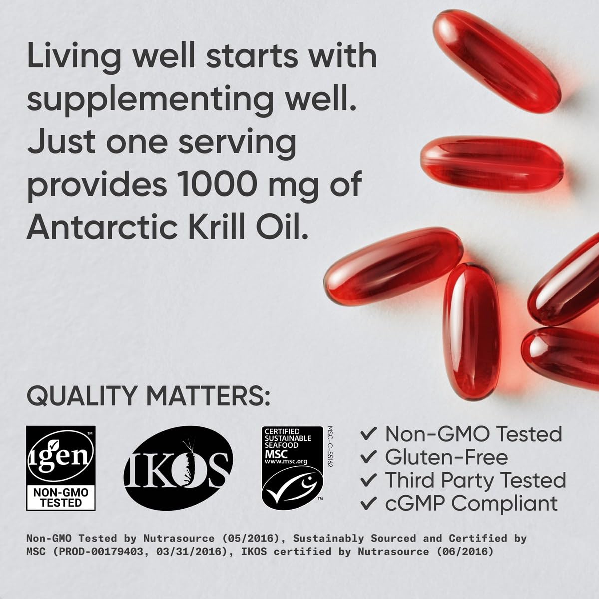 Sports Research Krill Oil Supplement with EPA & DHA Omega 3, Phospholipids & Astaxanthin from Antarctic Krill - Highest Concentration of Krill Oil for Men & Women - 1000mg, 60 Softgel Capsules
