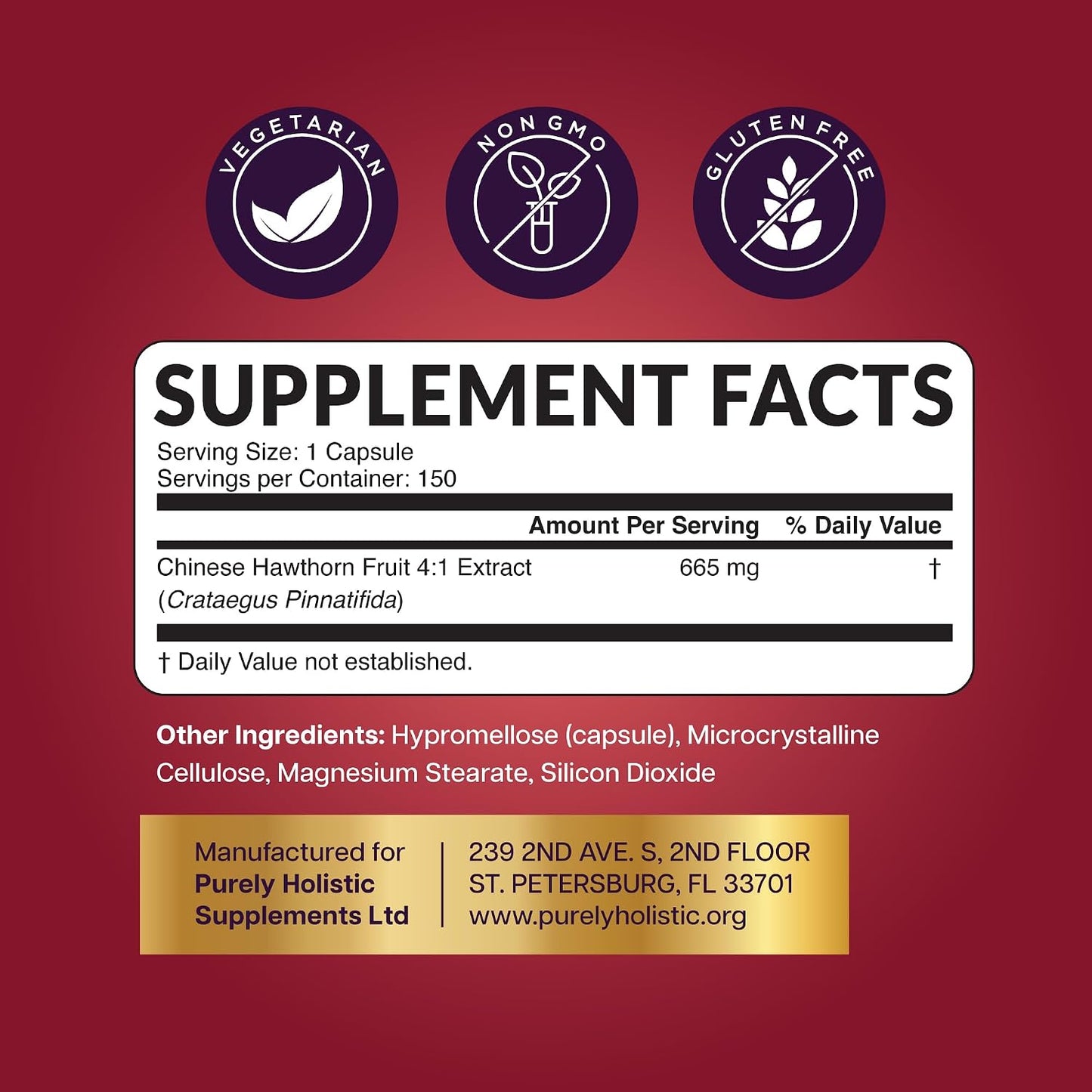 Hawthorn Berry Supplement, 5 Month Supply, Powerful 4:1 Hawthorn Extract | High Strength Hawthorne Berries, Cardiovascular Health Support, Hawthorne Berry Supplement, Vegan & Non-GMO, 150 Capsules