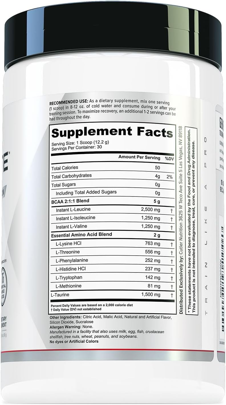 Cutler Nutrition Generate Sour Rainbow Candy BCAA EAA Powder, 30 Servings | 12.95 oz | 5g BCAAs and 2g EAAs per serving for post-workout recovery, hydration, lean muscle support and protein synthesis