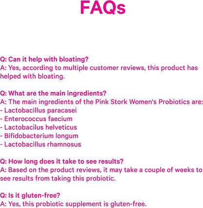 Pink Stork Women's Probiotic, 50 Billion CFU | Clinically Studied Strains | Vaginal, Gut, Urinary + Hormone Support | pH Balance, Yeast & Odor | Probiotic Prebiotic Blend | 30 Vegan Capsules