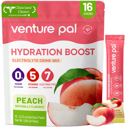 Venture Pal Sugar Free Electrolyte Powder, Liquid Daily IV Hydration Packet | 7 Electrolytes & 5 Vitamins Instantly Hydration, Electrolyte Dink Mix for Sports & Recovery, Vegan, Keto-Friendly, 16 Sticks