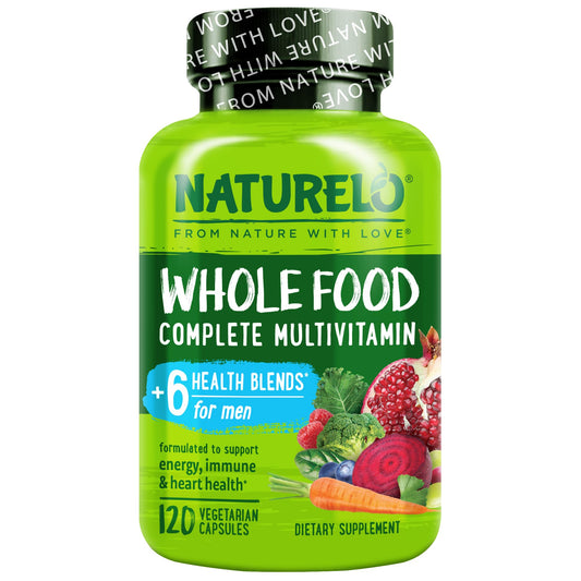 NATURELO Mens Multivitamins - Whole Food Multivitamin for Men with Vitamins, Minerals - 120 Vegetarian Capsules for Energy, Brain, Heart, Eye Health*