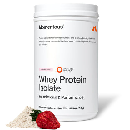 Momentous Essential Grass-Fed Whey Protein Powder - 20 g Whey Isolate Protein - NSF Certified for Sport - Gluten-Free - 25 Servings for Essential Everyday Use - Vanilla - Package May Vary