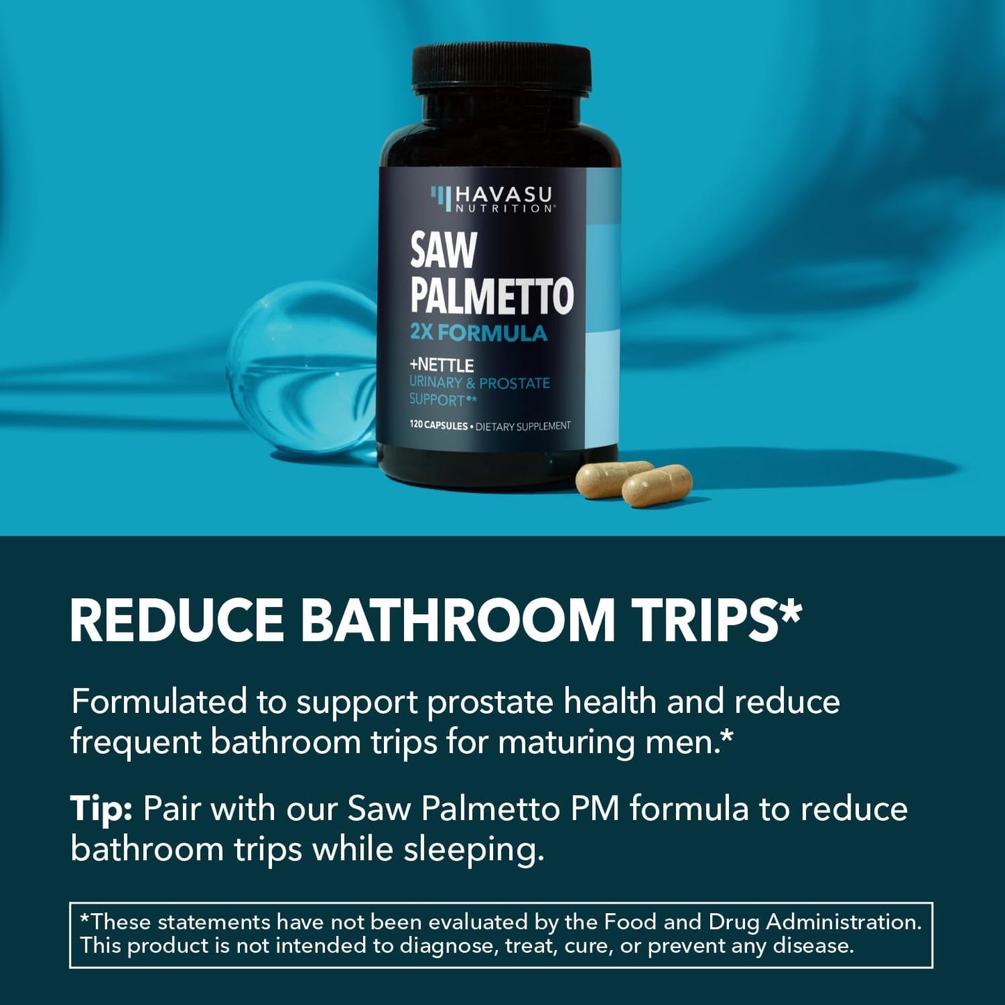Saw Palmetto and Nettle Root Extract, Prostate Health Supplement, 120 Count | DHT Blocker and Prostate Health Supplement for Men, Supports Urinary Tract Health and Flow, Vegan, Non-GMO, 60-Day Supply