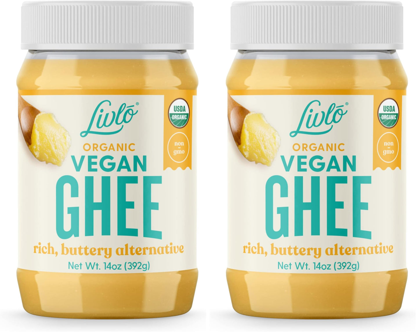 Livlo Organic Vegan Ghee - Plant Based Butter - No Refrigeration Necessary - Dairy, Soy Free, and Gluten Free Substitute to Ghee and Butter - 14 oz.