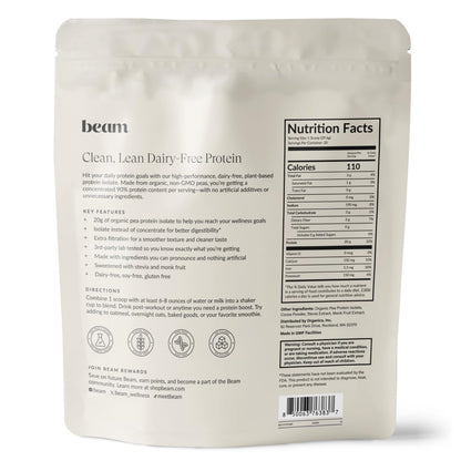 BEAM Vegan Protein Powder – Organic Pea Protein Isolate, 20g Plant-Based Protein per Serving, Third-Party Tested, No Added Sugar, Dairy Free, Soy Free, Gluten Free, 20 Servings, Chocolate