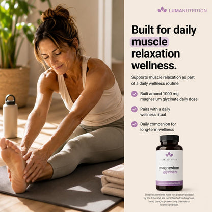 Luma Nutrition Magnesium Glycinate 1000mg Supplement - 60 Capsules