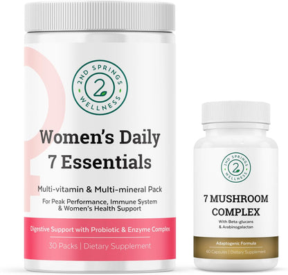 Feminine Vitality Bundle - 7 Mushroom Complex & Women's Daily 7 Essentials for Complete Wellness