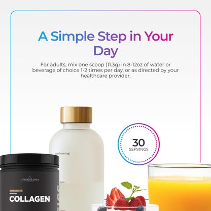 Livingood Daily Vanilla Collagen Powder for Women & Men, Hydrolyzed Collagen Peptides Powder with Vitamin C, Protein with 20 Amino Acids, Type I & III, Grass Fed, Keto, Paleo, Gluten Free, 30 Srvgs