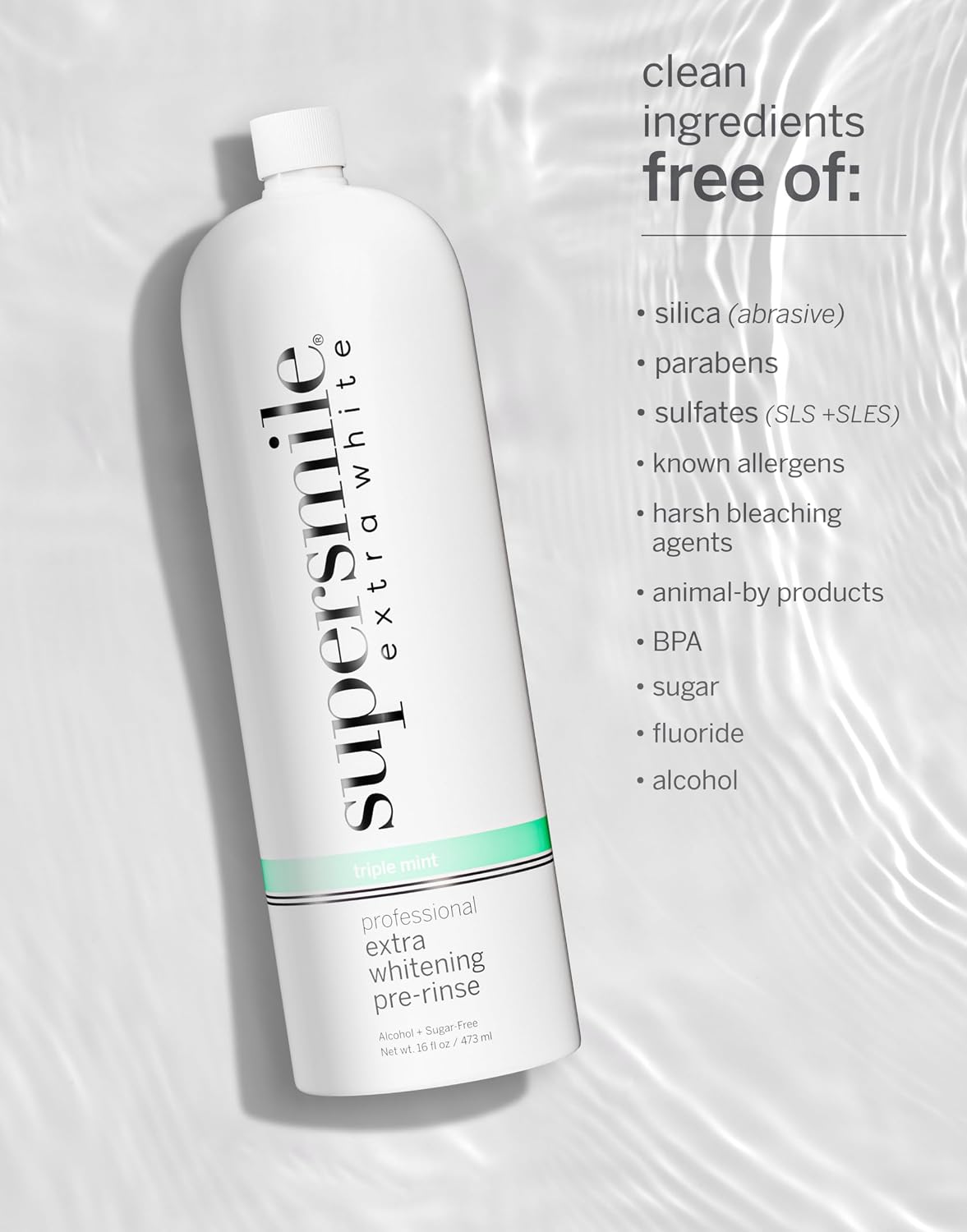 Supersmile Extra Whitening Pre-Rinse, Triple Mint, 16 Fl Oz Mouthwash