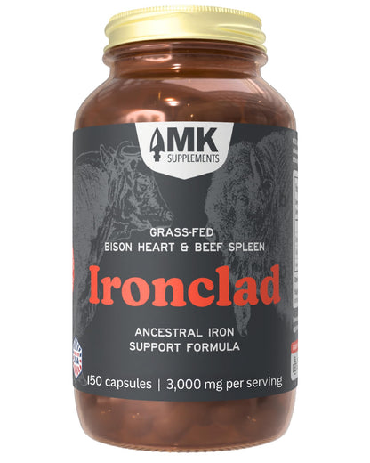 MK Supplements Grass-Fed Desiccated Beef Liver, Non-Defatted, Made in USA | 3,000mg per serving, 150 capsules, 30 servings, freeze-dried, regeneratively raised, amber glass bottle, family owned