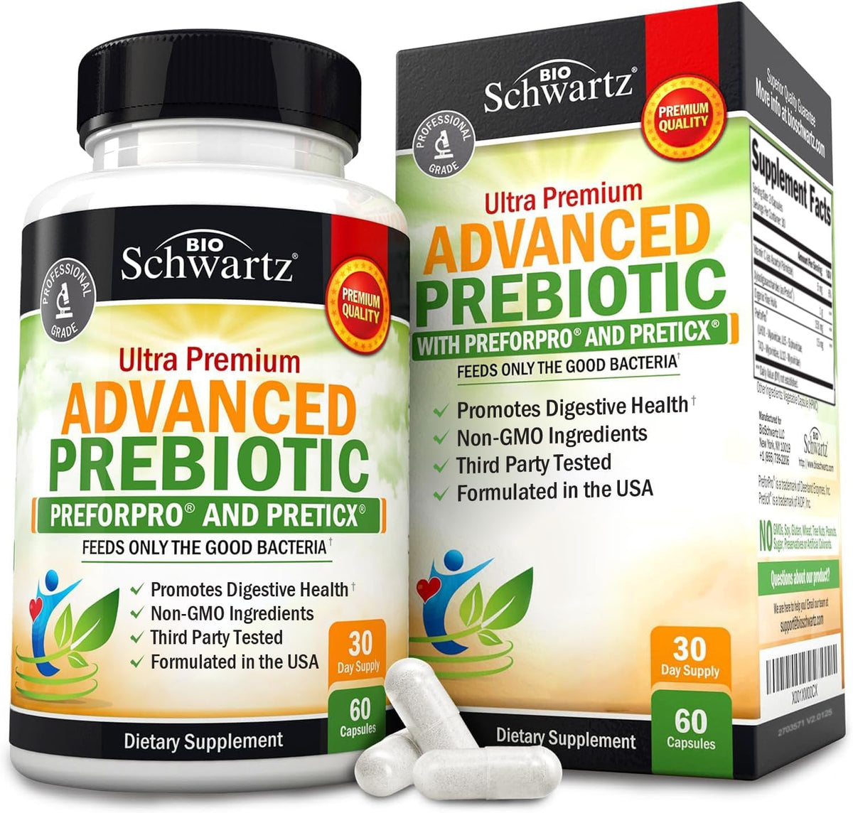 Advanced Prebiotic Fiber | Fast Acting Gut Health Supplement | 60 Capsules