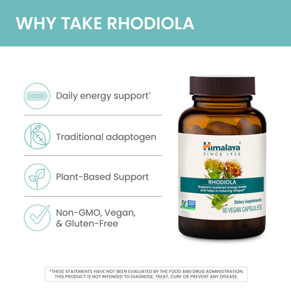 Himalaya Rhodiola Rosea Extract - Herbal Rhodiola Rosea Supplements for Supporting Stress Relief, Energy, and Exercise Endurance - Vegan, Gluten Free, 250 mg, 60 Capsules