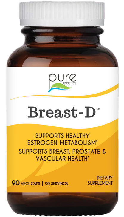 Breast D by Pure Essence - Natural Supplement for Estrogen Balance, Hormonal Acne, and Menopause Support with Vitamin D3, Calcium, Green Tea & Lycopene - 30 Capsules