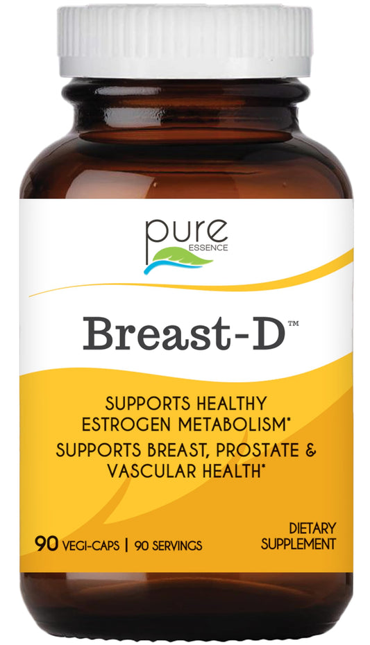 Breast D by Pure Essence - Natural Supplement for Estrogen Balance, Hormonal Acne, and Menopause Support with Vitamin D3, Calcium, Green Tea & Lycopene - 30 Capsules