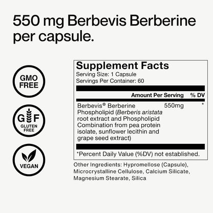 Momentous Berberine - Natural Bioavailable Supplement Formulated from Plant Alkaloid to Help Support Metabolic & Cardiovascular Health - Vegan - Gluten Free - NSF Certified for Sport - 60 Servings