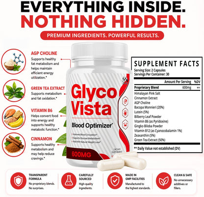 Glyco Vista Capsules, GlycoVista Blood Optimizer Supplement (60 Capsules)