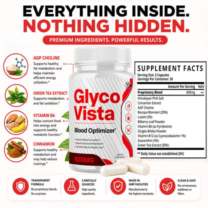 Glyco Vista Capsules, GlycoVista Blood Optimizer Supplement (60 Capsules)