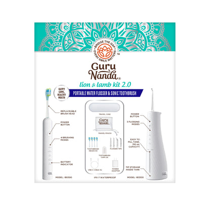 GuruNanda Electric Toothbrush & Water Flosser, 4 Toothbrush Heads, 4 Tips