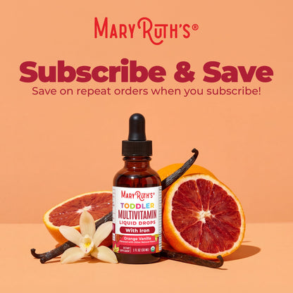 MARYRUTH'S Organics Multivitamin & Multimineral with Iron for Toddlers | USDA Organic | Sugar Free | Multivitamin Liquid Drops for Kids Ages 1-3 | Immune Support | Vegan | Non-GMO | 2 Fl Oz
