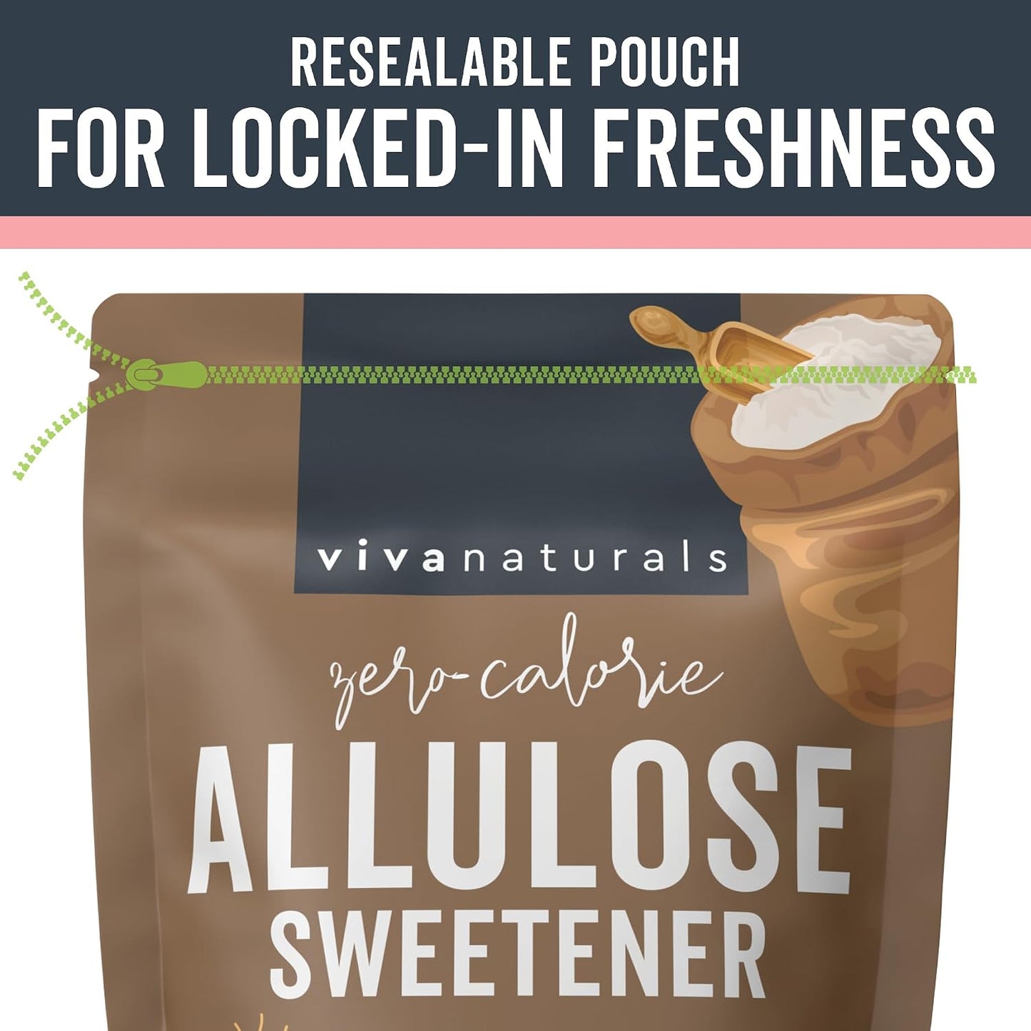 Viva Naturals Allulose Sweetener, 3 lb – Zero Calorie Sugar Alternative, Clean Sweet Taste, No Aftertaste, Ideal for Baking & Sweetening, Keto Friendly, Non-GMO