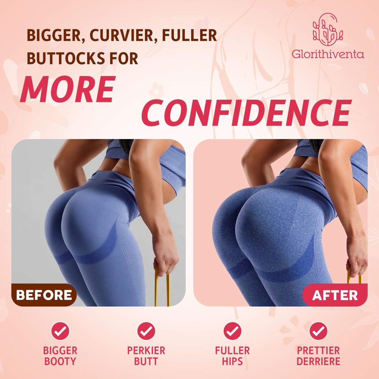 Booty Gummies for Women, BBL Gummies Contains CurvaBoost BBL Herb Blend & Creatine Monohydrate for Booty, Curves & Energy, Zero Sugar, Vegan, Peach Flavor - 60 Counts
