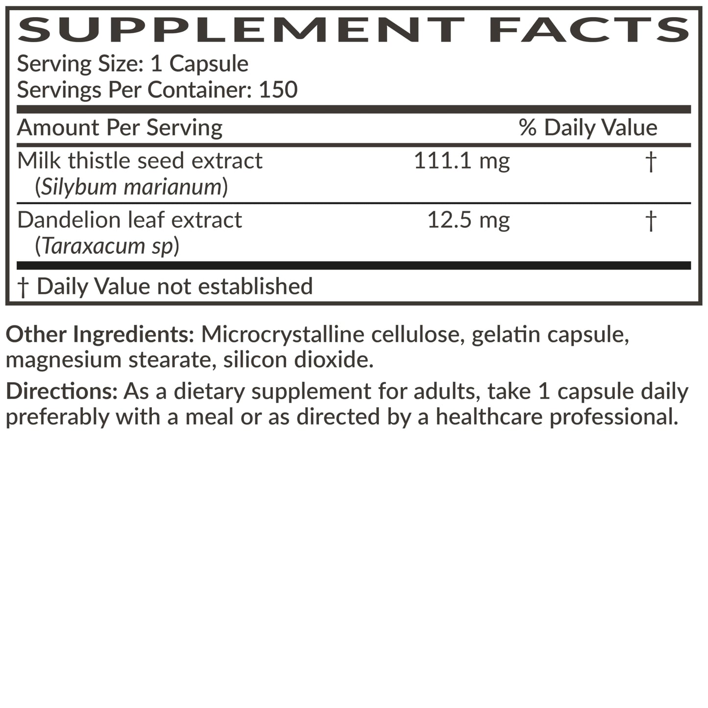 Futurebiotics Milk Thistle Silymarin Marianum & Dandelion Extract Liver Health Support, Antioxidant Support, Detox, 300 Capsules