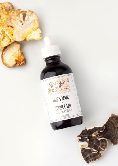 Hodgins Harvest Organic Lion's Mane Fruiting Body Extract Tincture - Mushroom Supplement for Brain Health and Mental Focus - Dual Extract Formula - Extra Concentrated - 4 fl oz Bottle