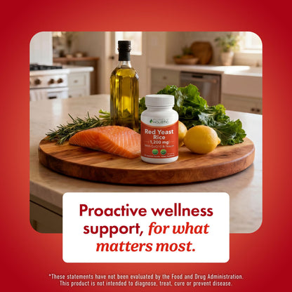 Red Yeast Rice with CoQ10 Supplement, Cholesterol & Heart Health Support | Extra Strength Red Yeast Rice 1200 MG (600 MG Per Capsule), Citrinin-Free, Doctor-Formulated, Non-GMO, Vegan, 120 Capsules