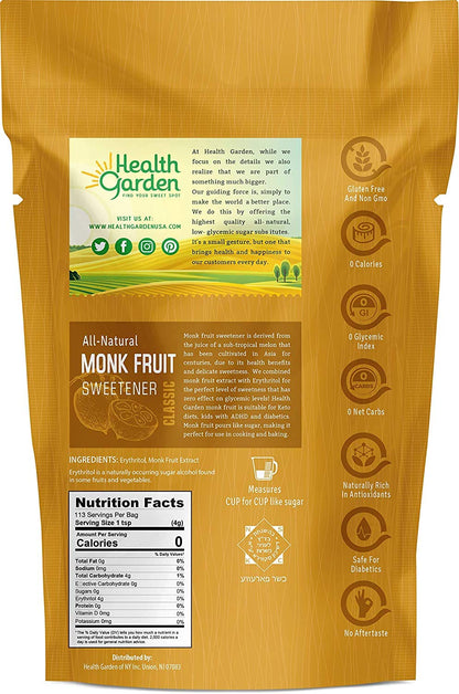 Health Garden Monk Fruit Sweetener, Golden Sugar Substitute - 2.5 lb