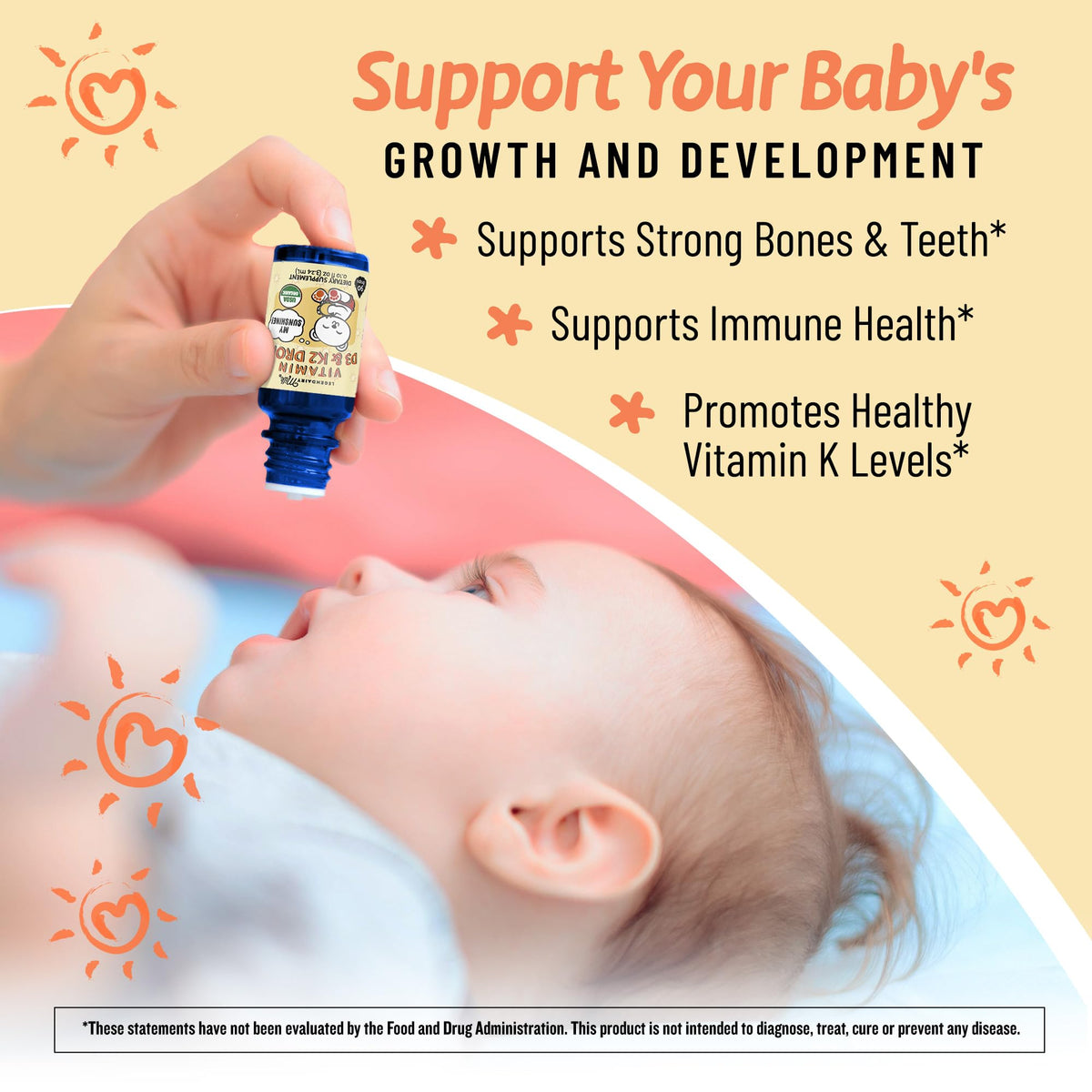 Legendairy Milk Organic Baby Vitamin D3 K2 Liquid Drops, 400 IU of Baby Vitamin D Drops