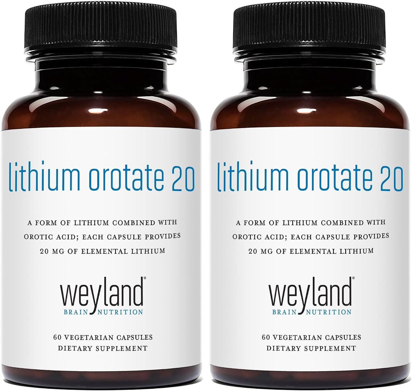 Lithium Orotate - 20mg of Elemental Lithium, 60 Vegetarian Capsules (120 Count (Pack of 2))