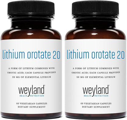 Lithium Orotate - 20mg of Elemental Lithium, 60 Vegetarian Capsules (120 Count (Pack of 2))