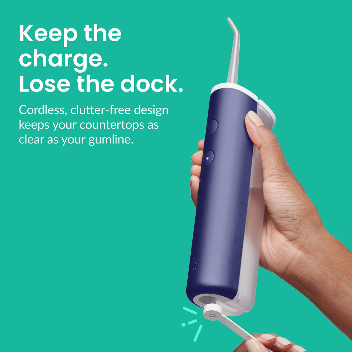 quip Water Flosser with Replacement Tip, Cordless Dental Pick, All Black