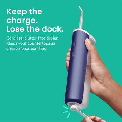 quip Water Flosser with Replacement Tip, Cordless Dental Pick, All Black