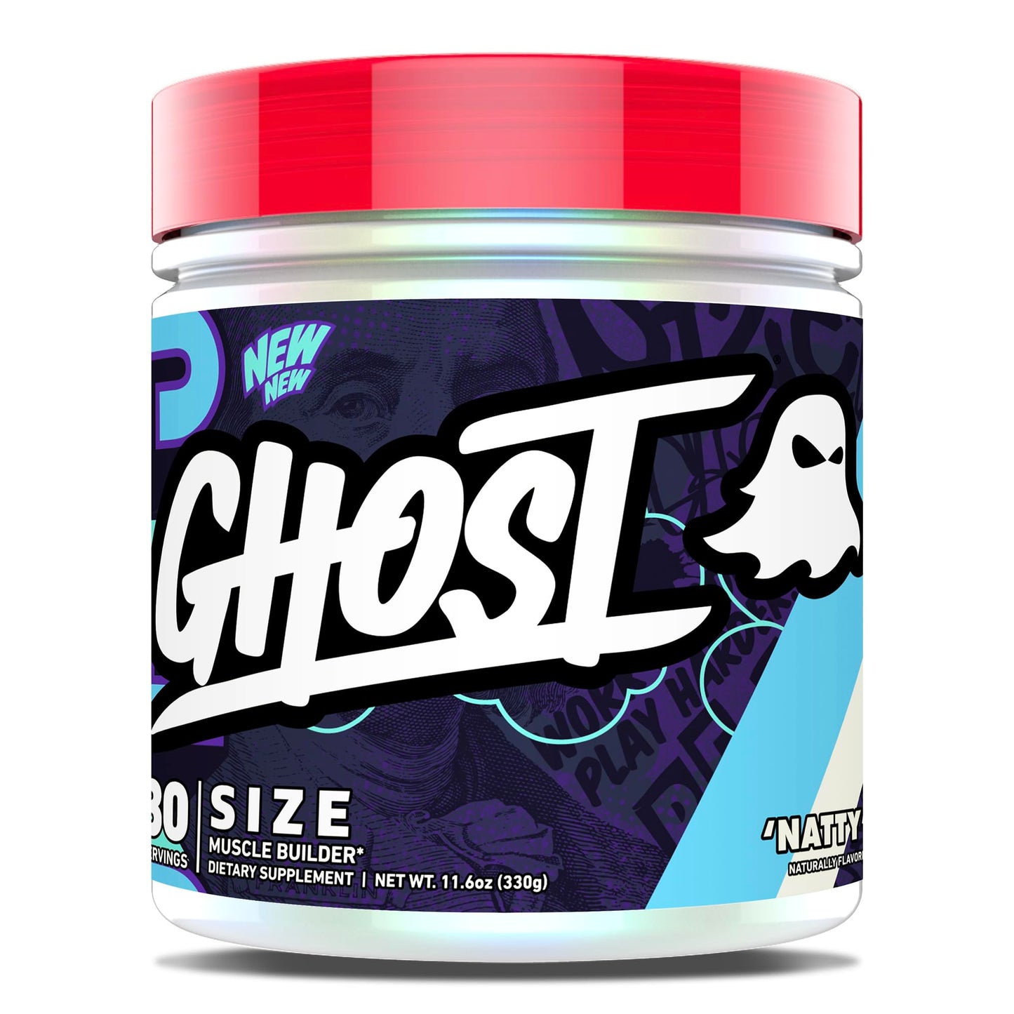 GHOST Size Muscle Builder Dietary Supplement - Cherry Limeade, 30 Servings – Support Muscle Growth & Strength Building for Men & Women - Creatine & Betaine - Free of Sugar & Gluten