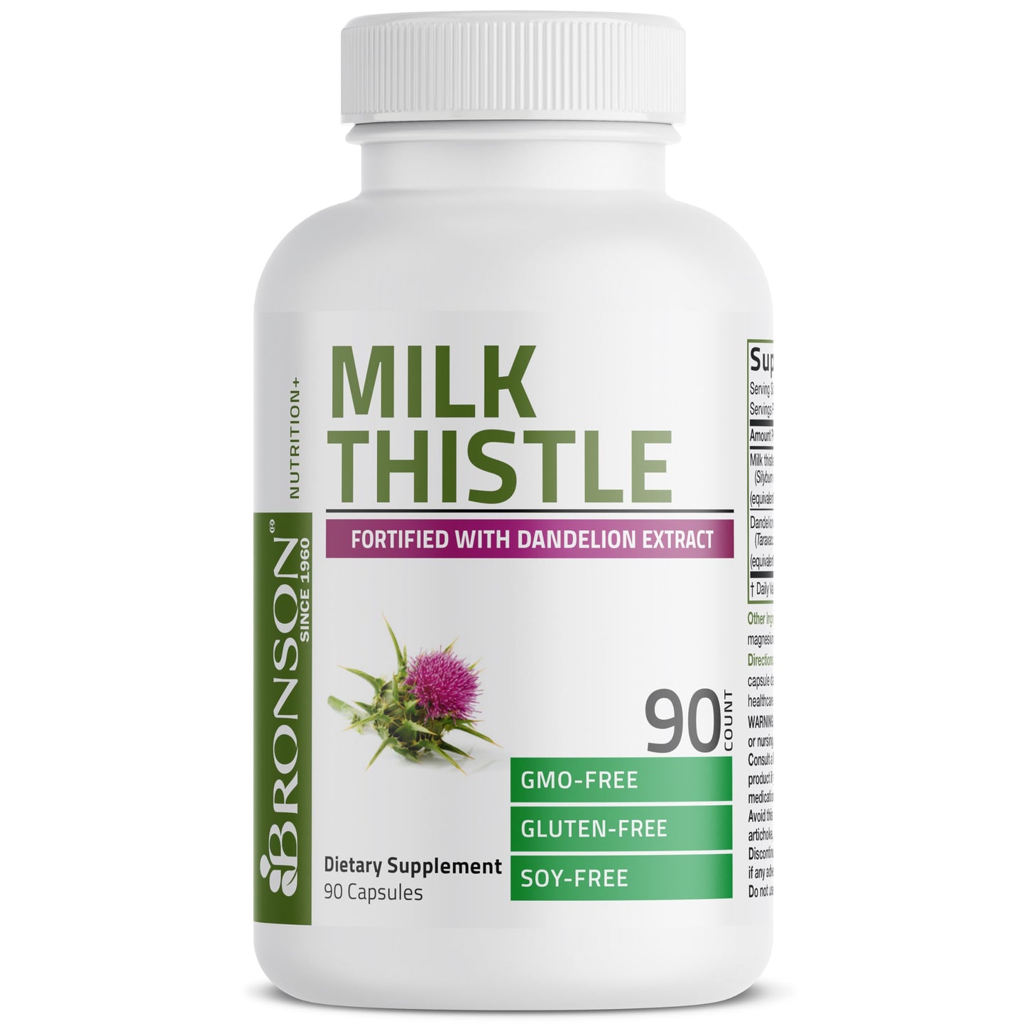 Bronson Milk Thistle Silymarin Marianum & Dandelion Extract, 120 Capsules | 2-in-1 Liver Cleanse, Health, Detox & Antioxidant Support, Non-GMO, Gluten-Free, Soy-Free