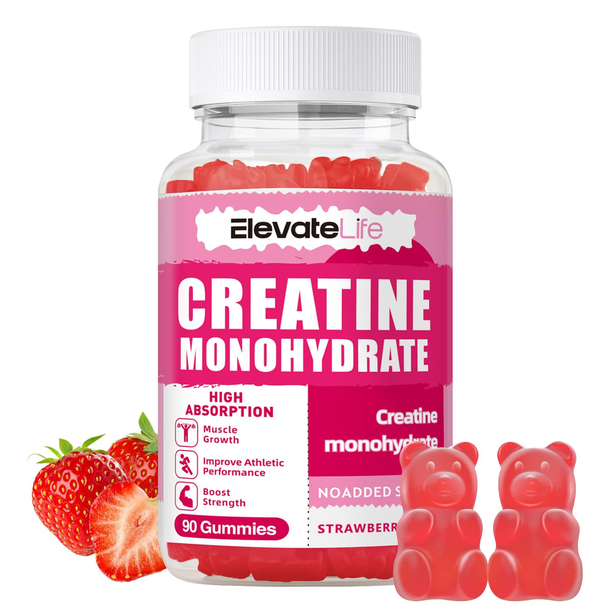 ElevateLife Creatine Monohydrate Gummies 5000mg for Men & Women, Chewables 