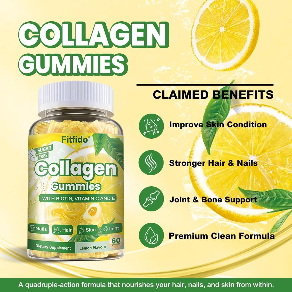Collagen Gummies 1500mg, Multi Collagen Types I, II, III, 60 Count | Multi Collagen Types I II III V X, Daily Beauty, Skin Hair & Nails Support, Biotin 2500mcg, Vitamin C, Sugar Free