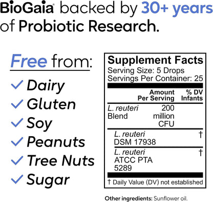 BioGaia Nurture & Grow Toddler Probiotic Drops | Gut, Immune & Oral Health | Age 1+ | Digestive Health & Regularity | Immune Support | Promotes Respiratory & Oral Health | Easy-to-use drops | 5mL