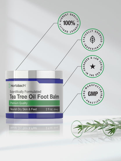 Tea Tree Oil Foot Balm | 2 oz | Moisturizes and Nourishes Dry Skin & Feet | Scientifically