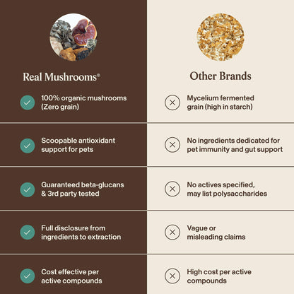 Real Mushrooms Pet Defenders - Dog Immune Support with Reishi, Turkey Tail, Shiitake, Maitake Organic Mushroom Extracts, Chaga - Daily Digestion and Immune Support for Dogs and Cats, 90ct
