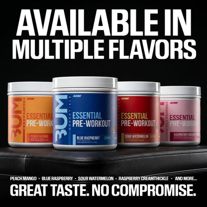 RAW Nutrition - Essential Pre - Chris Bumstead Pre Workout Formula, Sports Nutrition Pre-Workout Powders | Men & Womens Drink, Energy Powder for Working Out (Blue Raspberry)