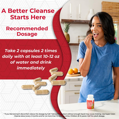 Health Plus Super Colon Cleanse 60 Day Supply of Gentle Gut Cleanse Detox, Psyllium Husk, Probiotics for Constipation Relief & Digestive Support, 240 Capsules