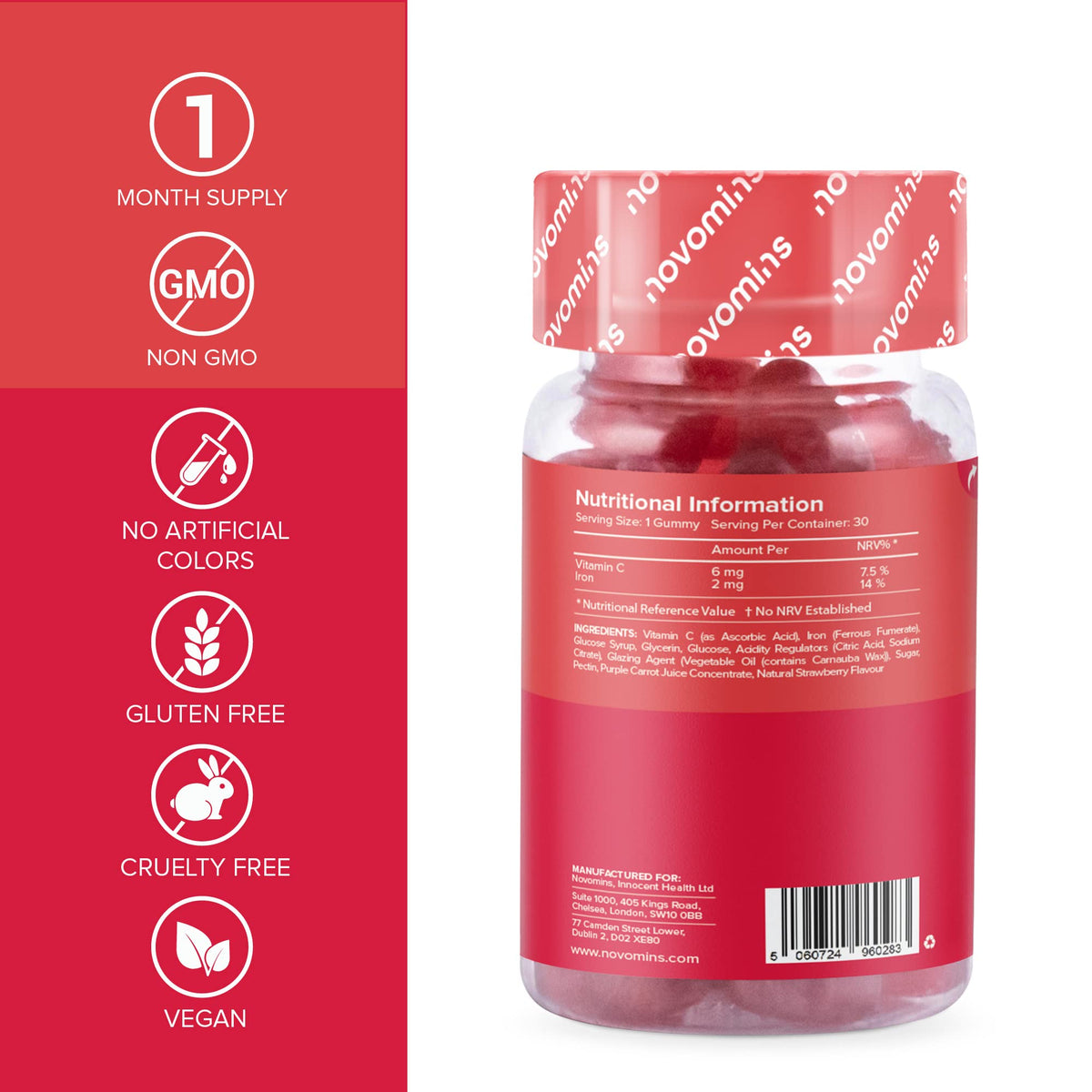 Kids Iron Gummies – Iron Supplement for Kids – Energy & Immune System – Vegan