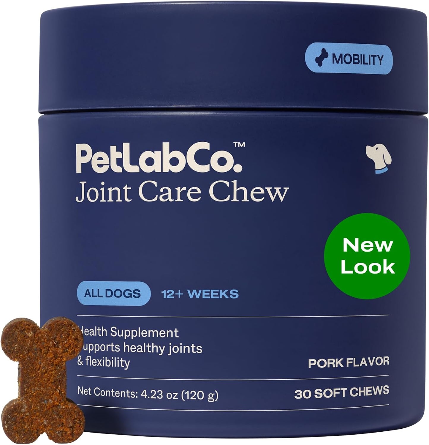 PetLab Co. Joint Care Chews for Dogs, 30 Soft Chews, Pork | Glucosamine, green-lipped mussel and omega-3s to support joint comfort, cartilage health and daily mobility