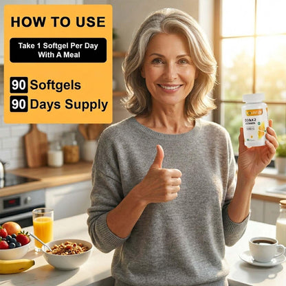 Noavfun Vitamin D3 K2 10000 IU Supplement with Coconut Oil, 90 Softgels - High Potency VIT D3 250mcg & K2 MK7 200mcg - Supports Bone, Teeth & Calcium Absorption