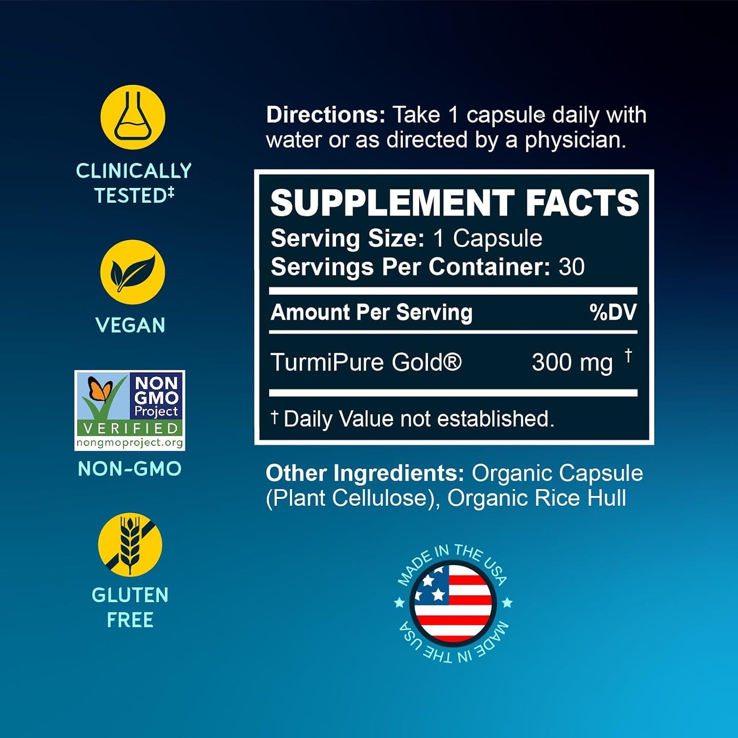 BioEmblem Turmeric Curcumin with Clinically Studied TurmiPure - 1 Small Cap Daily, 24x More Absorption Than Others - Joint Support, Healthy Inflammation Tumeric Supplements - Non-GMO - 30 Servings